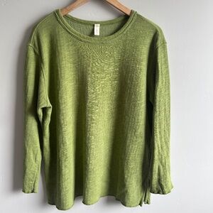 NORTH STAR BASE Shirt Womens XL Green Cotton Slub Texture Long Sleeve Lined USA